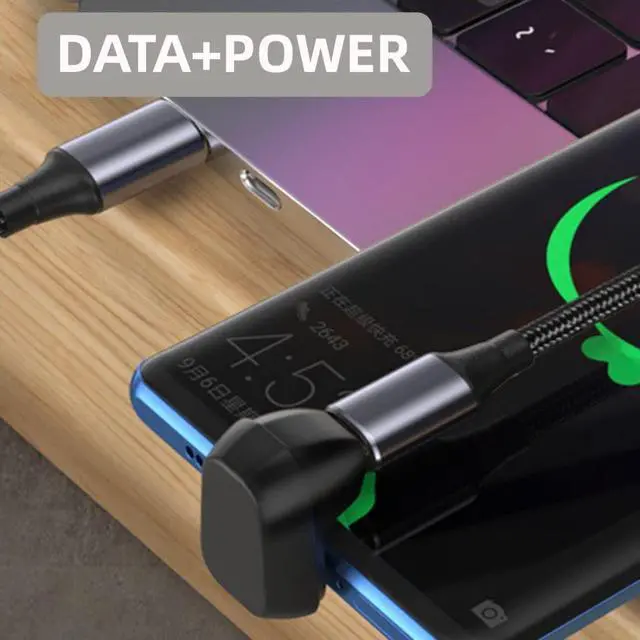 Alt view image 2 of 7 - USB C Extender Adapter,USB C Male to Female 180 Degree Angled Extensions Adapter Support 40Gbps Data Transfer PD 100W Fast Charging and 8K@60Hz Video