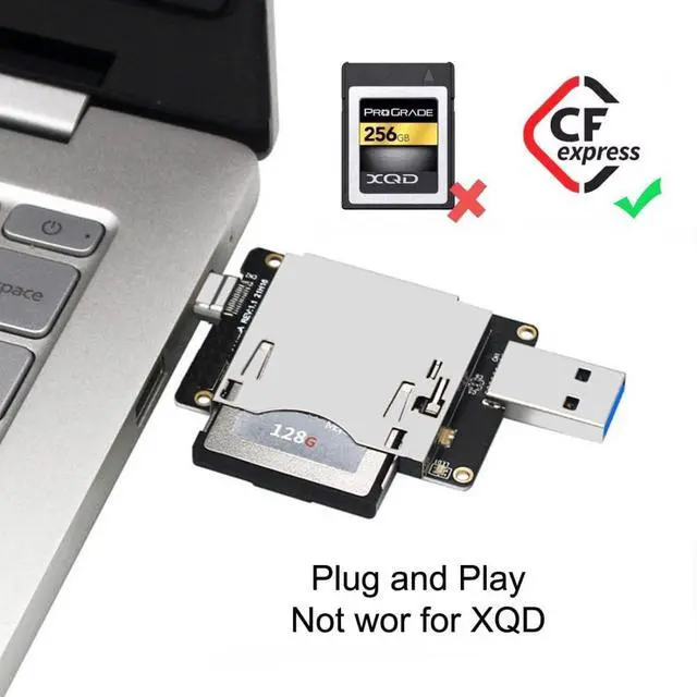 Alt view image 2 of 7 - USB 3.1 Gen 2 10Gbps CF Express Type B Memory Card Reader to USB 3.0/USB C Adapter