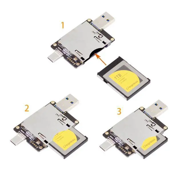 Alt view image 7 of 7 - USB 3.1 Gen 2 10Gbps CF Express Type B Memory Card Reader to USB 3.0/USB C Adapter