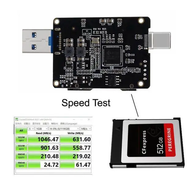 Alt view image 5 of 7 - USB 3.1 Gen 2 10Gbps CF Express Type B Memory Card Reader to USB 3.0/USB C Adapter