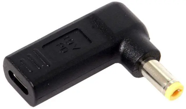 Main image of USB C to DC 5.5x2.5MM 90Degree Angled PD65W 20V Fast Charging Power Adapter for Laptop