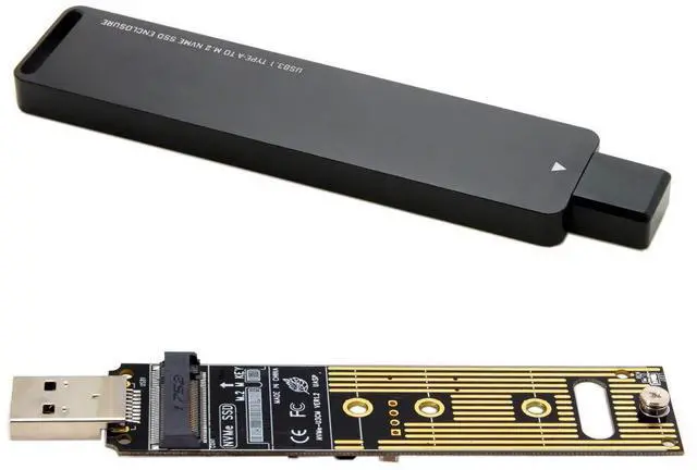 Main image of CY USB 3.0 to NVME M-Key M.2 NGFF SSD External PCBA Conveyor Adapter with Flash Disk Enclosure (Black)