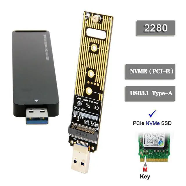 Alt view image 7 of 7 - CY USB 3.0 to NVME M-Key M.2 NGFF SSD External PCBA Conveyor Adapter with Flash Disk Enclosure (Black)
