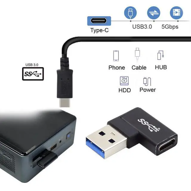 Alt view image 5 of 7 - 3 Pack USB 3.0 Adapter,USB A to USB A/USBC 90 Degree Angled OTG Converter Support External Devices, Data Transfer and Charging