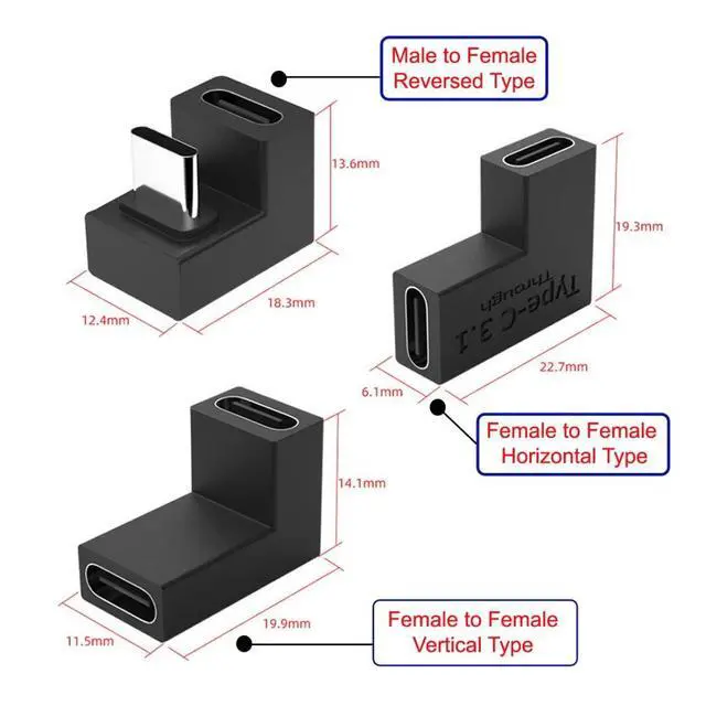 Alt view image 6 of 7 - 3 Pack USB C to USB C Coupler Adapter USB 3.1 10Gbps PD 65W Adapter