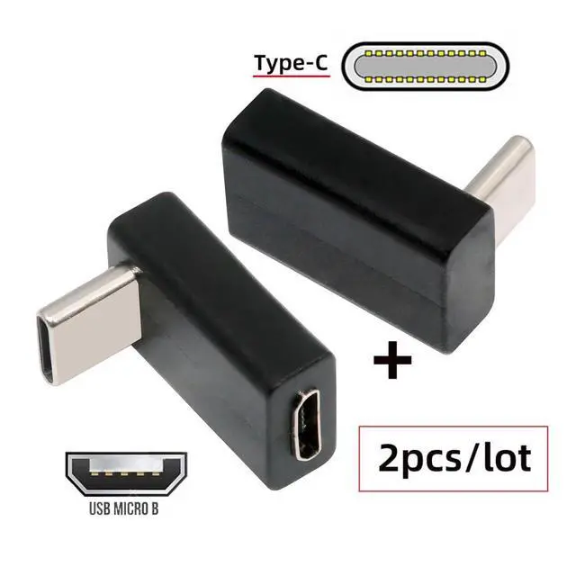Alt view image 2 of 7 - 2 Pack Micro USB 2.0 Connector, USB C Male to Micro USB 5Pin Female 90 Degree Angled Charging Data Connector Adapter