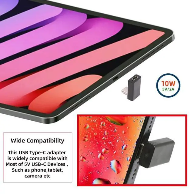Alt view image 3 of 7 - 2 Pack Micro USB 2.0 Connector, USB C Male to Micro USB 5Pin Female 90 Degree Angled Charging Data Connector Adapter