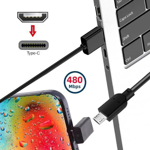 Alt view image 4 of 7 - 2 Pack Micro USB 2.0 Connector, USB C Male to Micro USB 5Pin Female 90 Degree Angled Charging Data Connector Adapter