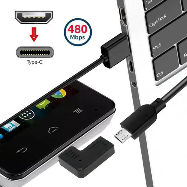 Alt view image 4 of 7 - 4 Pack Mini/Micro USB 2.0 Connector, USB C Male to Mini/Micro USB 5Pin Female 90/180 Degree Angled Charging Data Connector Adapter