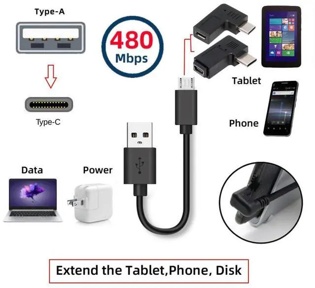 Alt view image 6 of 7 - 4 Pack Mini/Micro USB 2.0 Connector, USB C Male to Mini/Micro USB 5Pin Female 90/180 Degree Angled Charging Data Connector Adapter