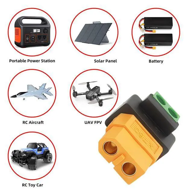 Alt view image 5 of 7 - XT60 2Pin Socket Charging Terminal Solderless Adapter for Aircraft Model/Car Model/Remote Control Toy/Battery Charger