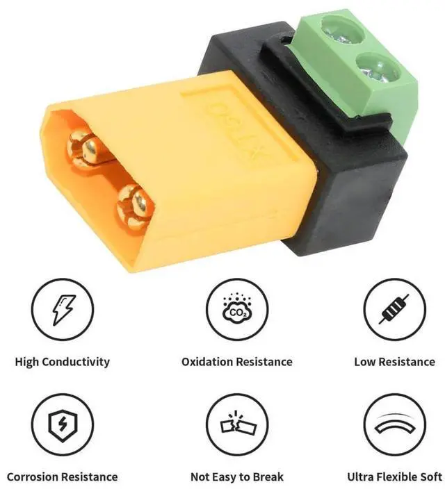 Alt view image 7 of 7 - XT60 2Pin Plug Charging Terminal Solderless Adapter for Aircraft Model/Car Model/Remote Control Toy/Battery Charger