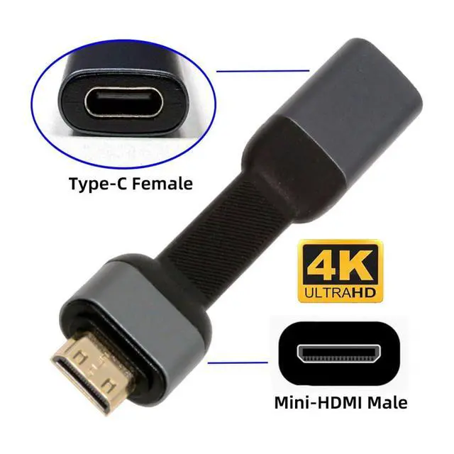 Alt view image 2 of 7 - 3.46 Inch USB C to Mini HDMI Flat Short Cable,USB Type C to Mini HDMI Displays One Way Transmission 4K@60Hz High Speed for Monitor Compatible with Thunderbolt3/4 Port