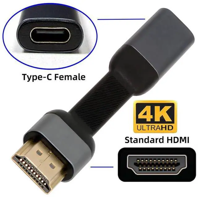 Alt view image 2 of 7 - 3.46 Inch USB C to HDMI Flat Short Cable,USB Type C to HDMI Displays One Way Transmission 4K@60Hz High Speed for Monitor Compatible with Thunderbolt3/4 Port
