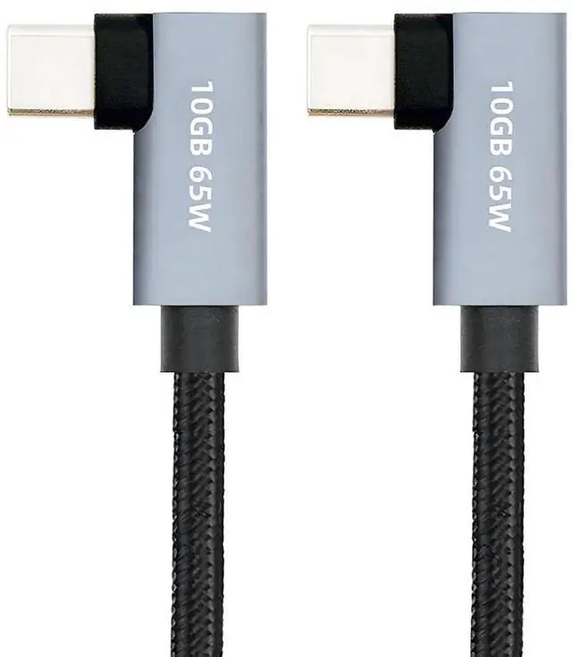 Main image of 0.98FT USB C to C Cable,USB C 4K@60Hz Video 10Gbps Data Transfer PD 65W Fast Charging Dual 90 Degree Angled Braided Cable