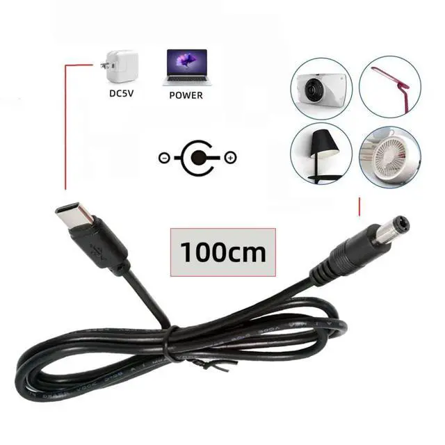 Alt view image 4 of 7 - 3.28FT USB C to DC 5V 5.5x2.5mm Power Charge Cable with 5.1K Resistor for USB Fan/LED Desk/Bedside Lamp/Driving Recorder