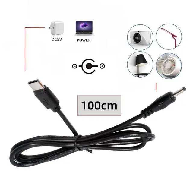 Alt view image 4 of 7 - 3.28FT USB C to DC 5V 3.5x1.3mm Power Charge Cable with 5.1K Resistor for USB Fan/LED Desk/Bedside Lamp/Driving Recorder
