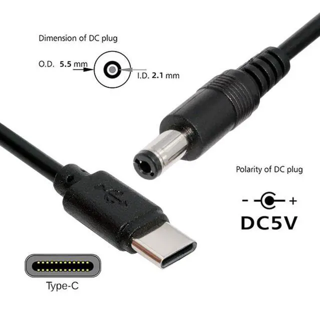 Alt view image 2 of 7 - 3.28FT USB C to DC 5V 5.5x2.1mm Power Charge Cable with 5.1K Resistor for USB Fan/LED Desk/Bedside Lamp/Driving Recorder