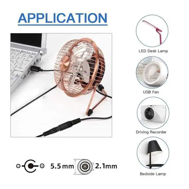 Alt view image 5 of 7 - 3.28FT USB C to DC 5V 5.5x2.1mm Power Charge Cable with 5.1K Resistor for USB Fan/LED Desk/Bedside Lamp/Driving Recorder