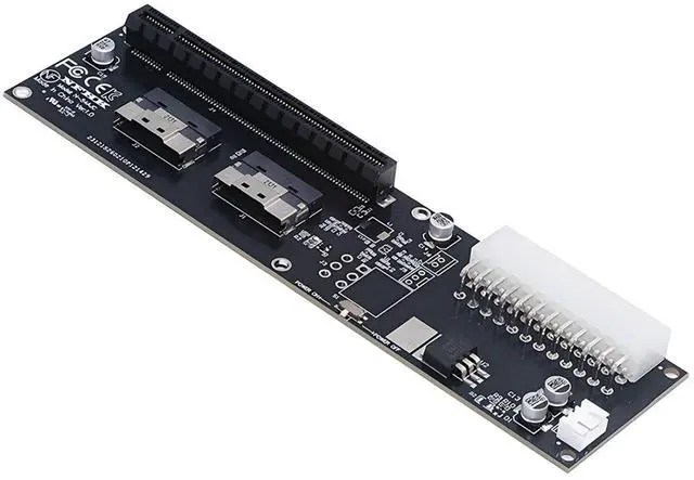 Main image of Dual Port SlimSAS SFF-8654 8i to PCIe 4.0/5.0 X16 PCI Express Expansion Card Adapter with 12V 24Pin Power Port for eGPU Graphics/Sound/LAN Card