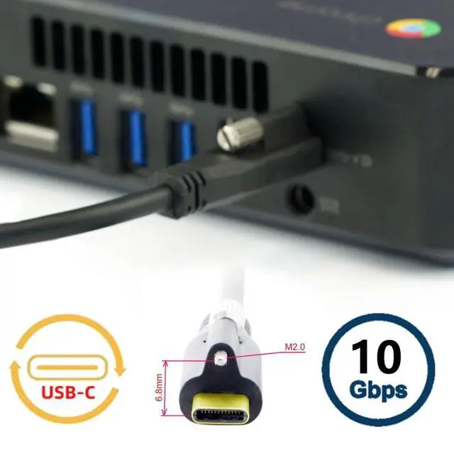Alt view image 2 of 7 - 3.28FT USB C to C Cable,USB C 90 Degree Right Angled Extension Cable Supports 4K@60Hz 10Gbps Data Transmission and PD65W Fast Charging with Screw Spacing of 6.8/15.0 mm