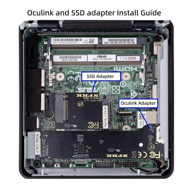 Alt view image 6 of 7 - PCI Express 5.0/4.0 M.2 to NVME/Oculink SFF-8612 Adapter for NUC 15 Pro NUC15CRH Built-in Port Upgrade Expansion Adapter