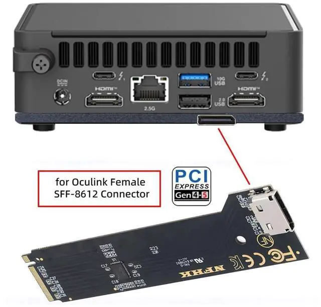 Alt view image 2 of 7 - PCI Express 5.0/4.0 M.2 to NVME/Oculink SFF-8612 Adapter for NUC 15 Pro NUC15CRK Built-in Port Upgrade Expansion Adapter