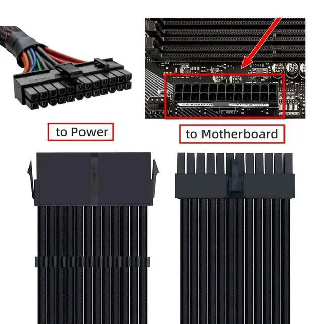 Alt view image 5 of 7 - 11.81 Inch 24Pin Motherboard Power Extension Cable 18AWG for Power Supply
