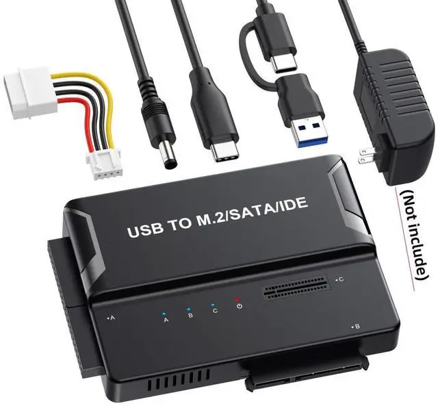 Alt view image 6 of 7 - 3 in 1 USB A/C to M.2 NVMe/IDE/SATA Hard Drive Docking Station for M.2 NVMe SSD, 3.5" IDE and 2.5/3.5" SATA SSD/HDD(Note: Requires a DC 12V/2A Power Supply (not Included)