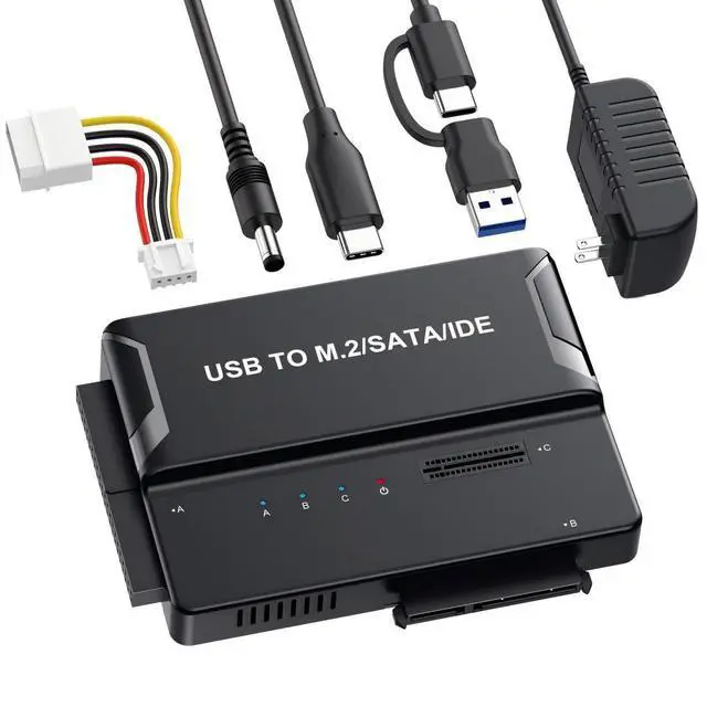 Alt view image 6 of 7 - 3 in 1 USB A/C to M.2 NVMe/IDE/SATA Hard Drive Docking Station for M.2 NVMe SSD, 3.5" IDE and 2.5/3.5" SATA SSD/HDD(Note: Requires a DC 12V/2A Power Supply)