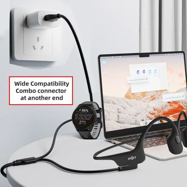 Alt view image 7 of 7 - 2 Pack 2 in 1 USB Charging Cable, USB A/USB C to 2Pin/4Pin 5V1A Magnetic Charging Cable 3.28FT Compatible with Shokz Headphones and Garmin Watch