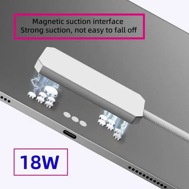 Alt view image 6 of 7 - 6.56FT USB C to 3Pin Magnetic 18W Charge Braided Cable Compatible with iPad Air M2/M3(2020-2025) and iPad Pro(2018-2022)