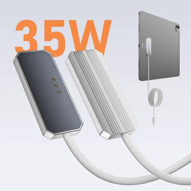 Alt view image 2 of 7 - 6.56FT USB C to 3Pin Magnetic 35W Charge Braided Cable Compatible with iPad Pro M4/M5 (2024-2025)