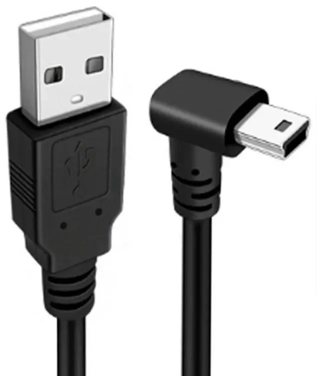 Main image of Mini USB Cable,USB 2.0 Male to Mini USB 5 Pin Male 90 Degree Down Angled Charging Data Transfer Extension Cable Black 1.5M for Dash Cam/GPS/Microphone