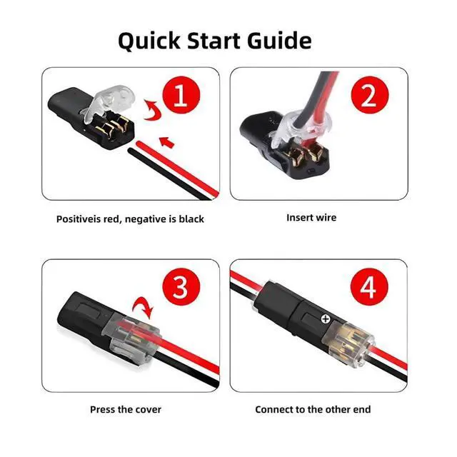 Alt view image 2 of 7 - 10 Pack Dual Wire Solderless Adapter,Tool-Free Solderless Cable Quick Extension Terminal Adapter for 18-22AWG LED Strip