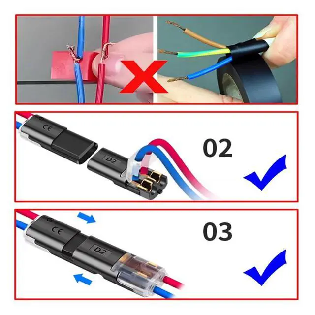 Alt view image 7 of 7 - 10 Pack Dual Wire Solderless Adapter,Tool-Free Solderless Cable Quick Extension Terminal Adapter for 18-22AWG LED Strip