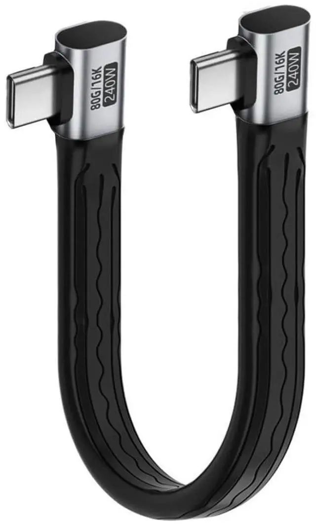 Main image of 5.12 Inch USB C Short Flat Cable,Dual 90 Degree Angled Support PD 240W/80Gbps/16K@30Hz Video/OTG Compatible with Thunderbolt3/4