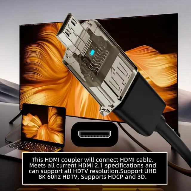 Alt view image 3 of 7 - HDMI 2.1 Adapter,Mini HDMI Male to HDMI Female Extension HDTV Adapter Support 7680 * 4320/8K@60Hz/4K@120Hz