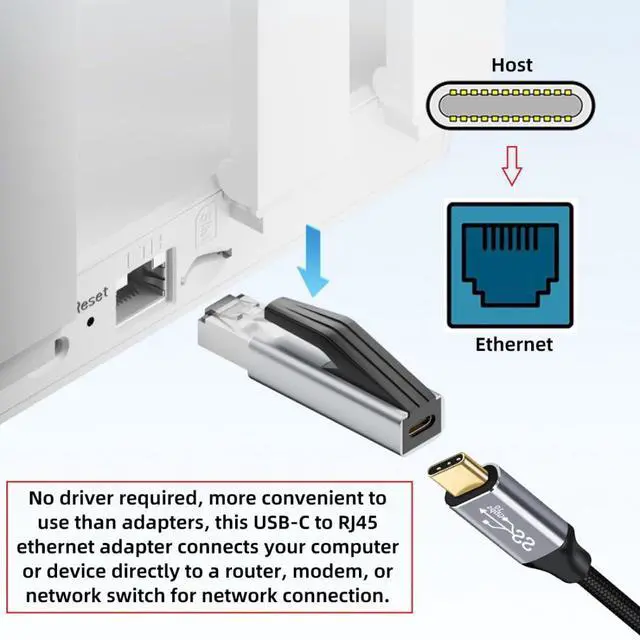 Alt view image 4 of 7 - USB C to RJ45 Adapter,USB C to Gigabit Ethernet Adapter Alloy Material Small and Portable for Steam Deck/Switch/ROG