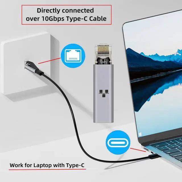 Alt view image 5 of 7 - USB C to RJ45 Adapter,USB C to Gigabit Ethernet Adapter Alloy Material Small and Portable for Steam Deck/Switch/ROG