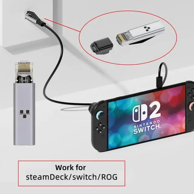 Alt view image 6 of 7 - USB C to RJ45 Adapter,USB C to Gigabit Ethernet Adapter Alloy Material Small and Portable for Steam Deck/Switch/ROG
