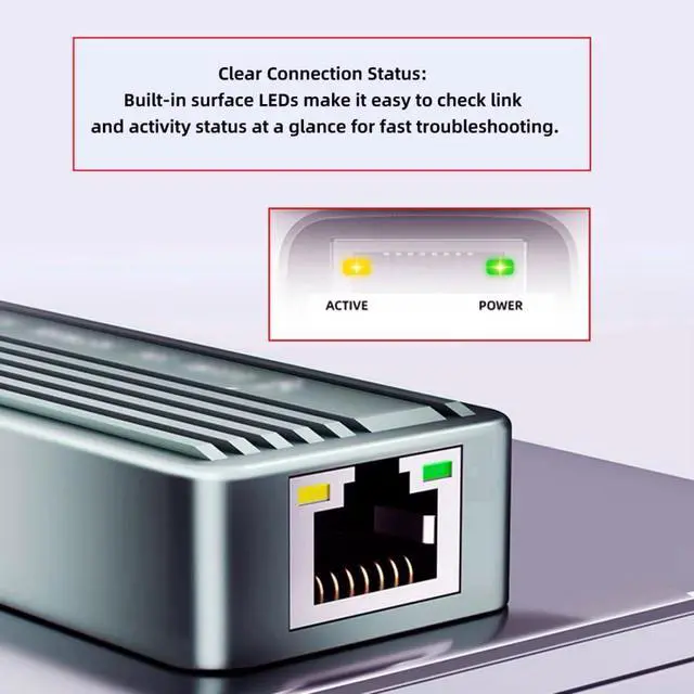Alt view image 5 of 7 - USB C to RJ45 Adapter,USB C to Gigabit 10Gbps Ethernet Network Adapter Aluminum Alloy Shell for Laptop/Desktop