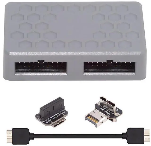 Main image of Micro B 1 to 2 USB 3.0 19Pin Front Panel Header Port Multiplier Hub Adapter with USB 3.0 19Pin/USB 3.1 Type E to Micro B Adapter