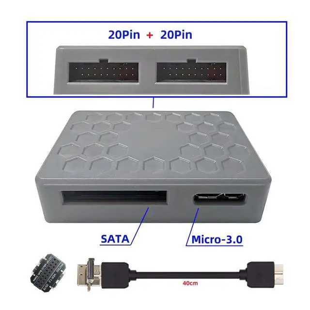 Alt view image 2 of 7 - Micro B 1 to 2 USB 3.0 19Pin Front Panel Header Port Multiplier Hub Adapter with USB 3.0 19Pin/USB 3.1 Type E to Micro B Adapter
