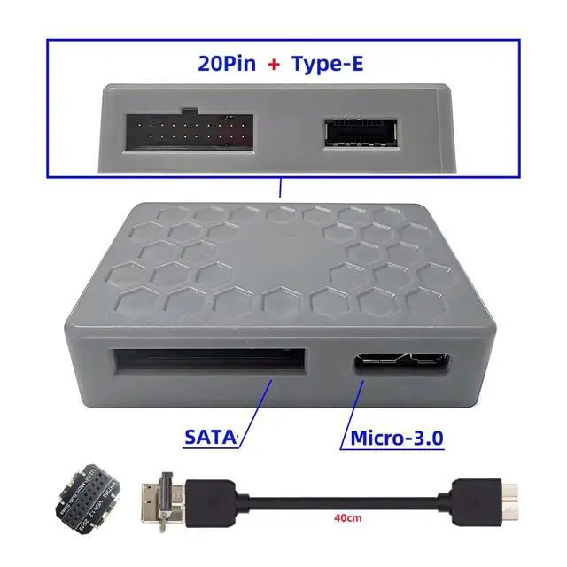 Alt view image 2 of 7 - Micro B to USB 3.0 19Pin/USB 3.1 Type E Front Panel Header Port Multiplier Hub Adapter with USB 3.0 19Pin/USB 3.1 Type E to Micro B Adapter