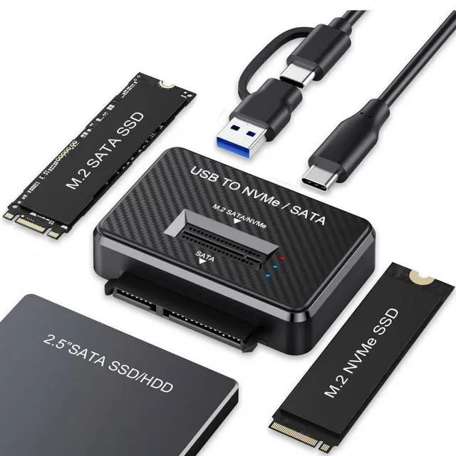Main image of 3 in 1 USB C to M.2 NVMe/SATA Hard Drive Docking Station for M.2 SATA NVMe SSD and 2.5" SATA SSD/HDD