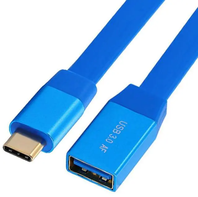 Main image of USB C OTG Flat Cable, USB C Male to USB 3.0 Female One Way Transmission PD 15W Fast Charge 10Gbps Data Transfer Extension Cable 0.65FT/0.2M