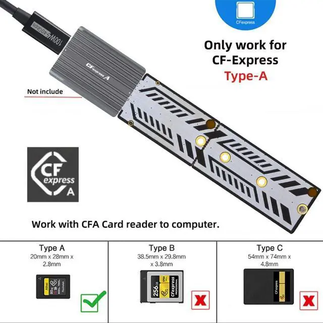 Alt view image 2 of 7 - M.2 NVME to CF Express Type A Hard Drive Converter Adapter for PCIe NVME 2230/2242/2260/2280 SSD