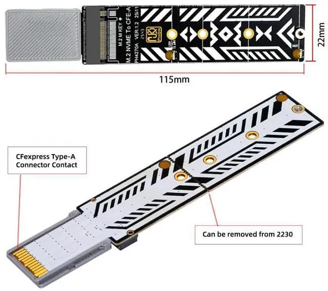 Alt view image 7 of 7 - M.2 NVME to CF Express Type A Hard Drive Converter Adapter for PCIe NVME 2230/2242/2260/2280 SSD