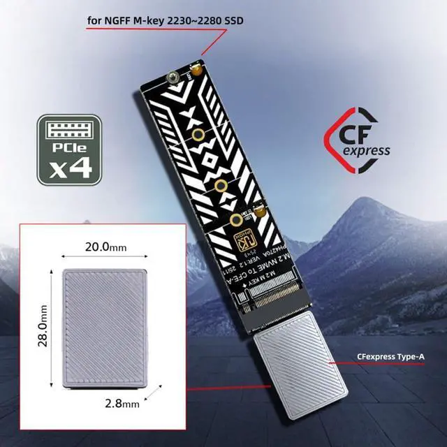 Alt view image 3 of 7 - M.2 NVME to CF Express Type A Hard Drive Converter Adapter for PCIe NVME 2230/2242/2260/2280 SSD